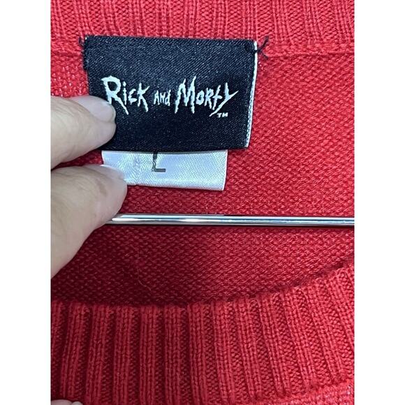 Rick and Morty Christmas Sweater Red Saint Knit Urban Outfitters Men Size Large - Picture 8 of 8